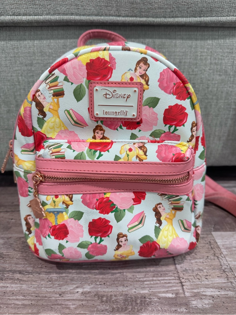 Loungefly Disney Belle Floral Mini Backpack - Pink, Red & White